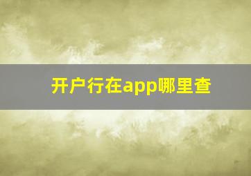 开户行在app哪里查