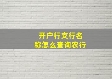 开户行支行名称怎么查询农行