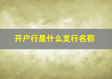 开户行是什么支行名称