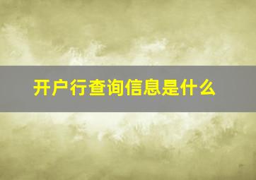 开户行查询信息是什么