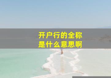 开户行的全称是什么意思啊