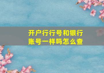 开户行行号和银行账号一样吗怎么查