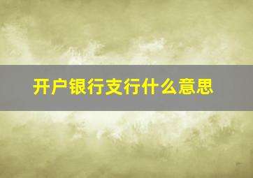 开户银行支行什么意思