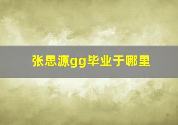 张思源gg毕业于哪里