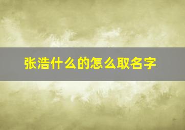 张浩什么的怎么取名字