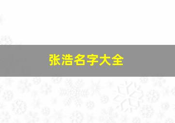 张浩名字大全