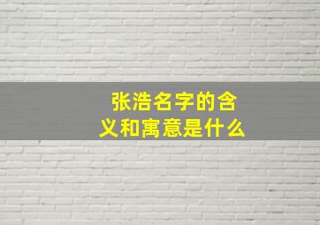 张浩名字的含义和寓意是什么