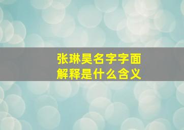 张琳昊名字字面解释是什么含义