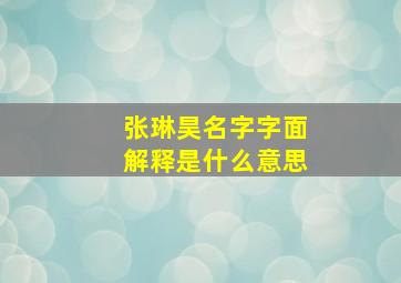 张琳昊名字字面解释是什么意思