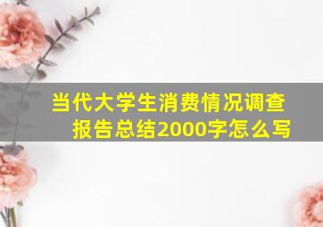 当代大学生消费情况调查报告总结2000字怎么写