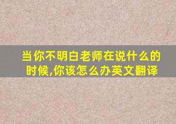 当你不明白老师在说什么的时候,你该怎么办英文翻译