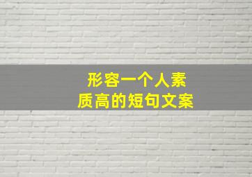 形容一个人素质高的短句文案