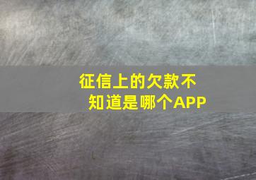 征信上的欠款不知道是哪个APP