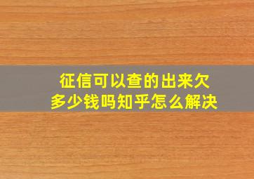 征信可以查的出来欠多少钱吗知乎怎么解决