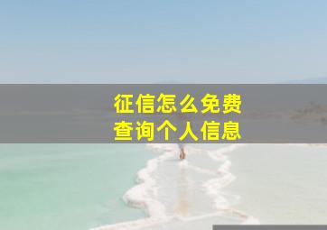 征信怎么免费查询个人信息