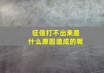 征信打不出来是什么原因造成的呢