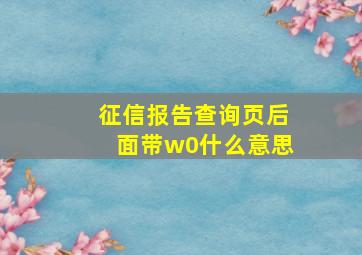 征信报告查询页后面带w0什么意思