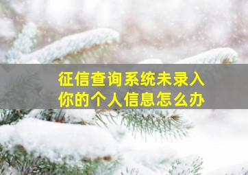 征信查询系统未录入你的个人信息怎么办