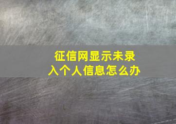 征信网显示未录入个人信息怎么办