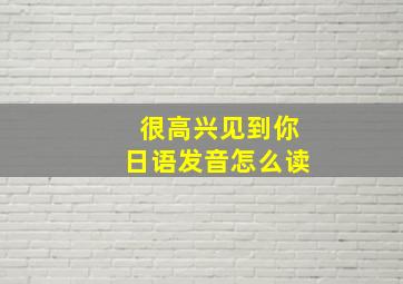 很高兴见到你日语发音怎么读