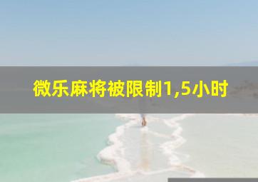 微乐麻将被限制1,5小时