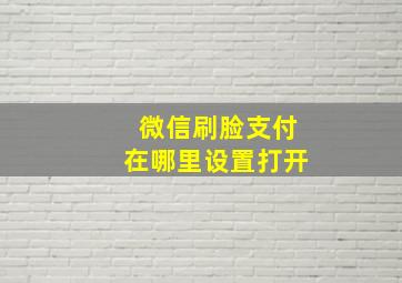 微信刷脸支付在哪里设置打开