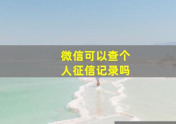 微信可以查个人征信记录吗