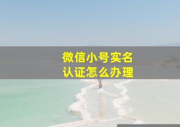 微信小号实名认证怎么办理