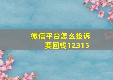 微信平台怎么投诉要回钱12315