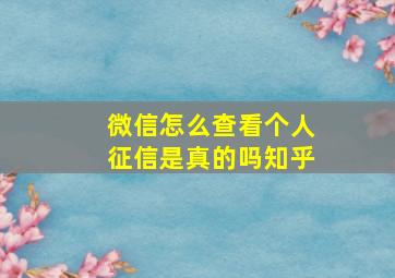 微信怎么查看个人征信是真的吗知乎