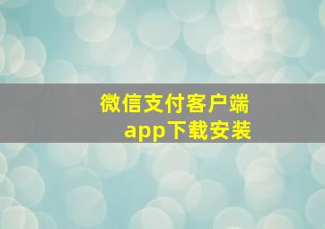 微信支付客户端app下载安装