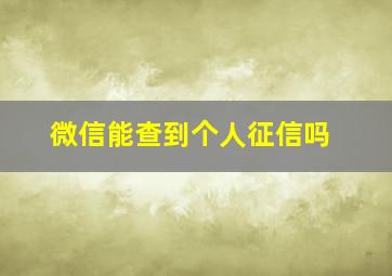 微信能查到个人征信吗