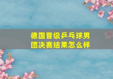 德国晋级乒乓球男团决赛结果怎么样