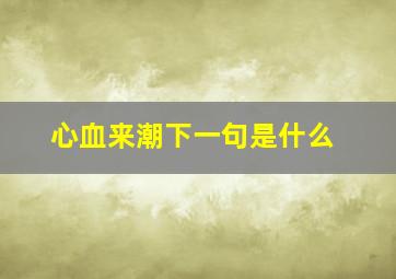 心血来潮下一句是什么