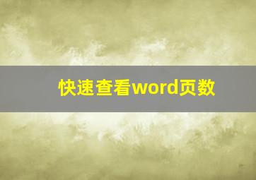 快速查看word页数