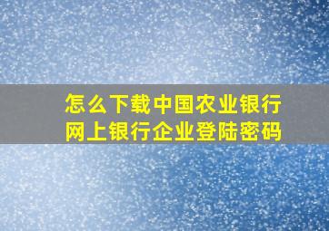 怎么下载中国农业银行网上银行企业登陆密码