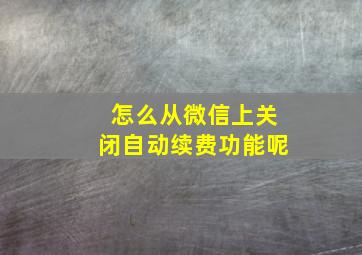 怎么从微信上关闭自动续费功能呢