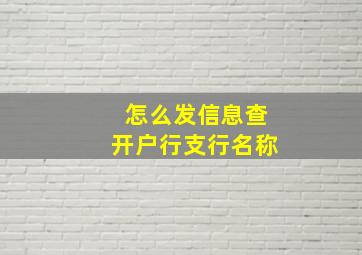 怎么发信息查开户行支行名称