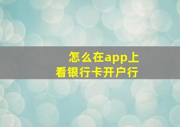 怎么在app上看银行卡开户行