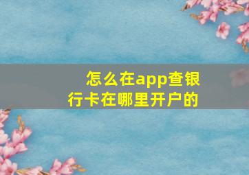 怎么在app查银行卡在哪里开户的