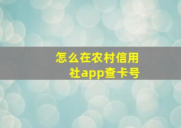 怎么在农村信用社app查卡号