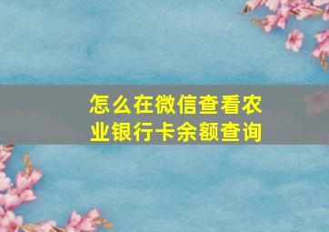 怎么在微信查看农业银行卡余额查询