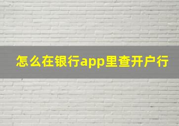 怎么在银行app里查开户行