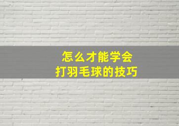 怎么才能学会打羽毛球的技巧