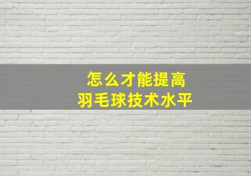 怎么才能提高羽毛球技术水平