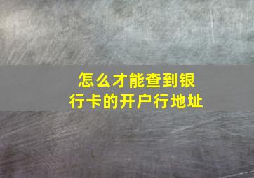 怎么才能查到银行卡的开户行地址