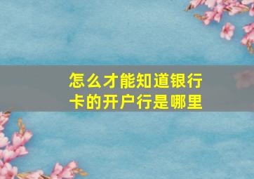 怎么才能知道银行卡的开户行是哪里