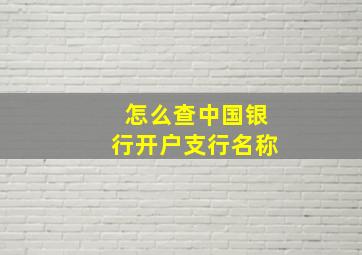 怎么查中国银行开户支行名称