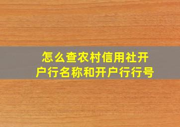 怎么查农村信用社开户行名称和开户行行号