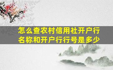 怎么查农村信用社开户行名称和开户行行号是多少